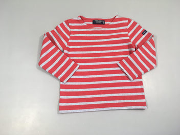 Pull léger rouge rayé gris