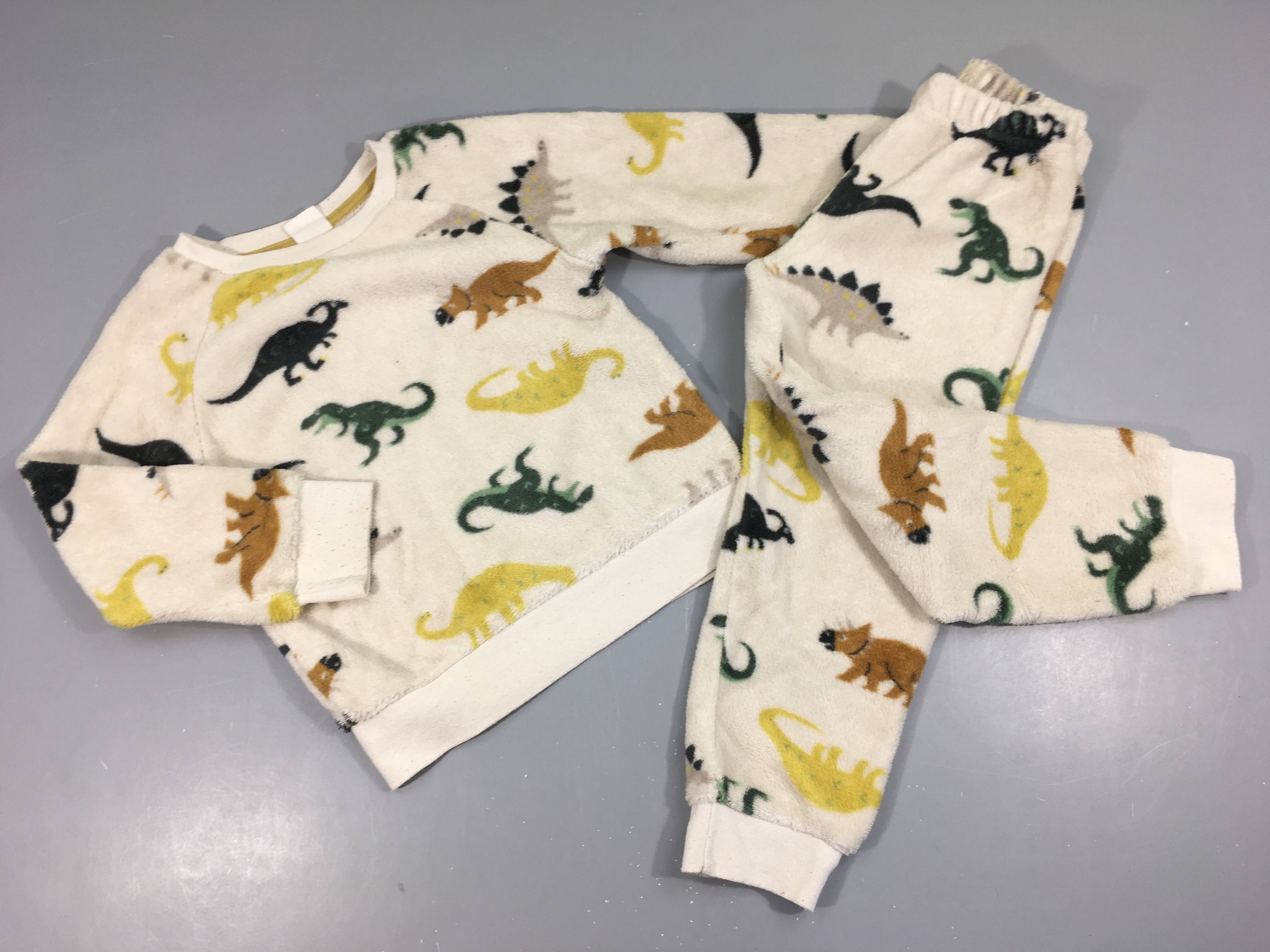 Pyjama 2 pcs softy blanc dinos