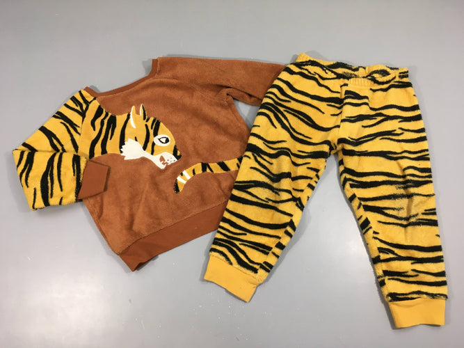 Pyjama 2 pcs softy brun tigre, moins cher chez Petit Kiwi