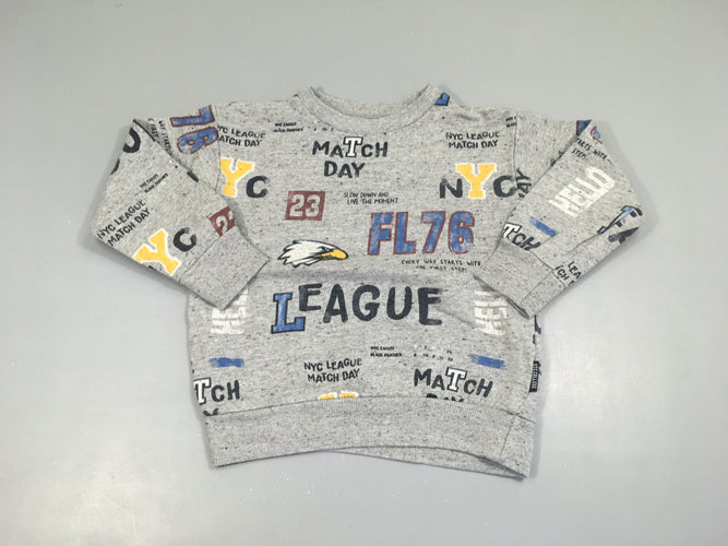 Sweat gris moucheté Match day, moins cher chez Petit Kiwi