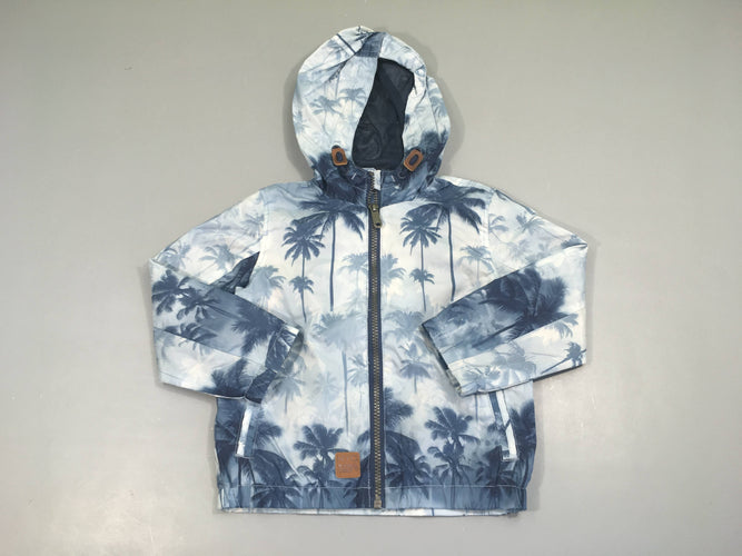 Veste coupe vent à capuche bleue palmiers, moins cher chez Petit Kiwi