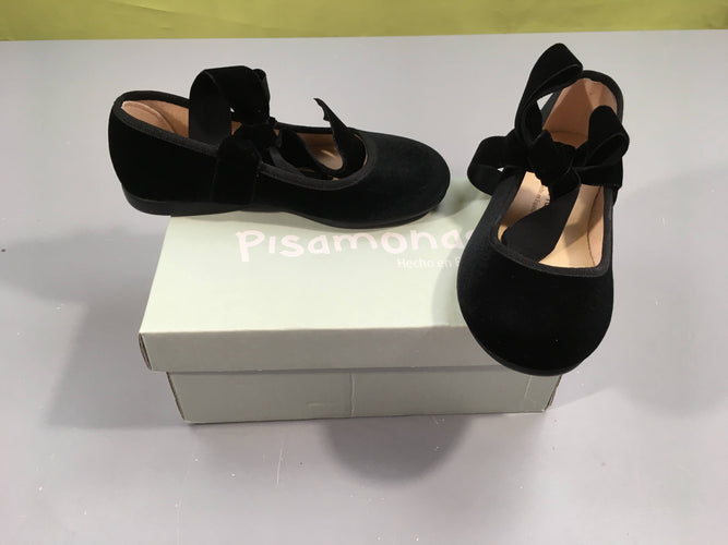 Chaussures Pisamonas  velours noir, à nouer chevilles (28), moins cher chez Petit Kiwi