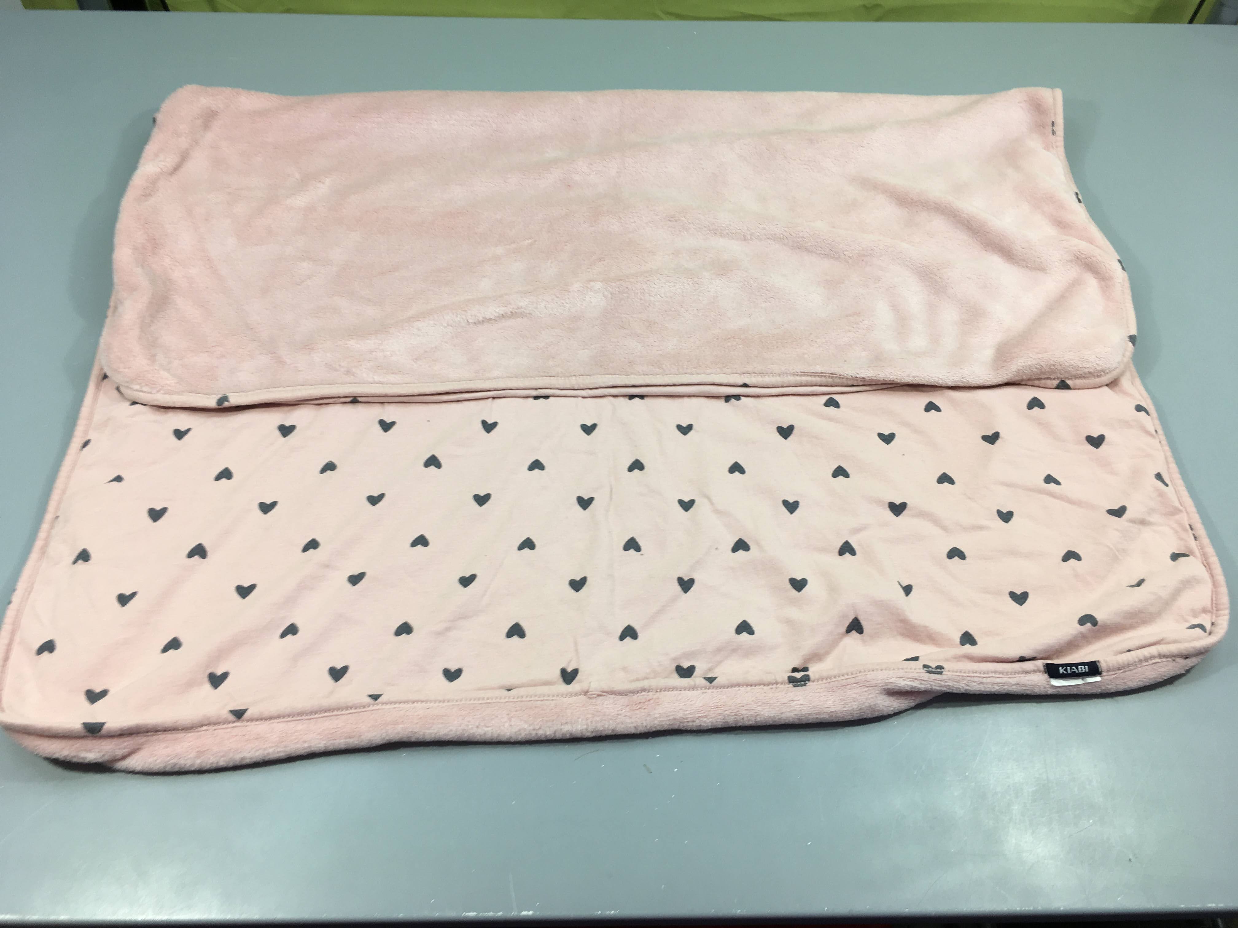 Couverture  jersey rose coeurs noirs/ velours rose