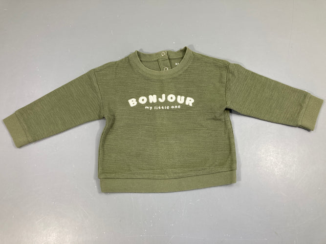 Sweat léger kaki bonjour, moins cher chez Petit Kiwi