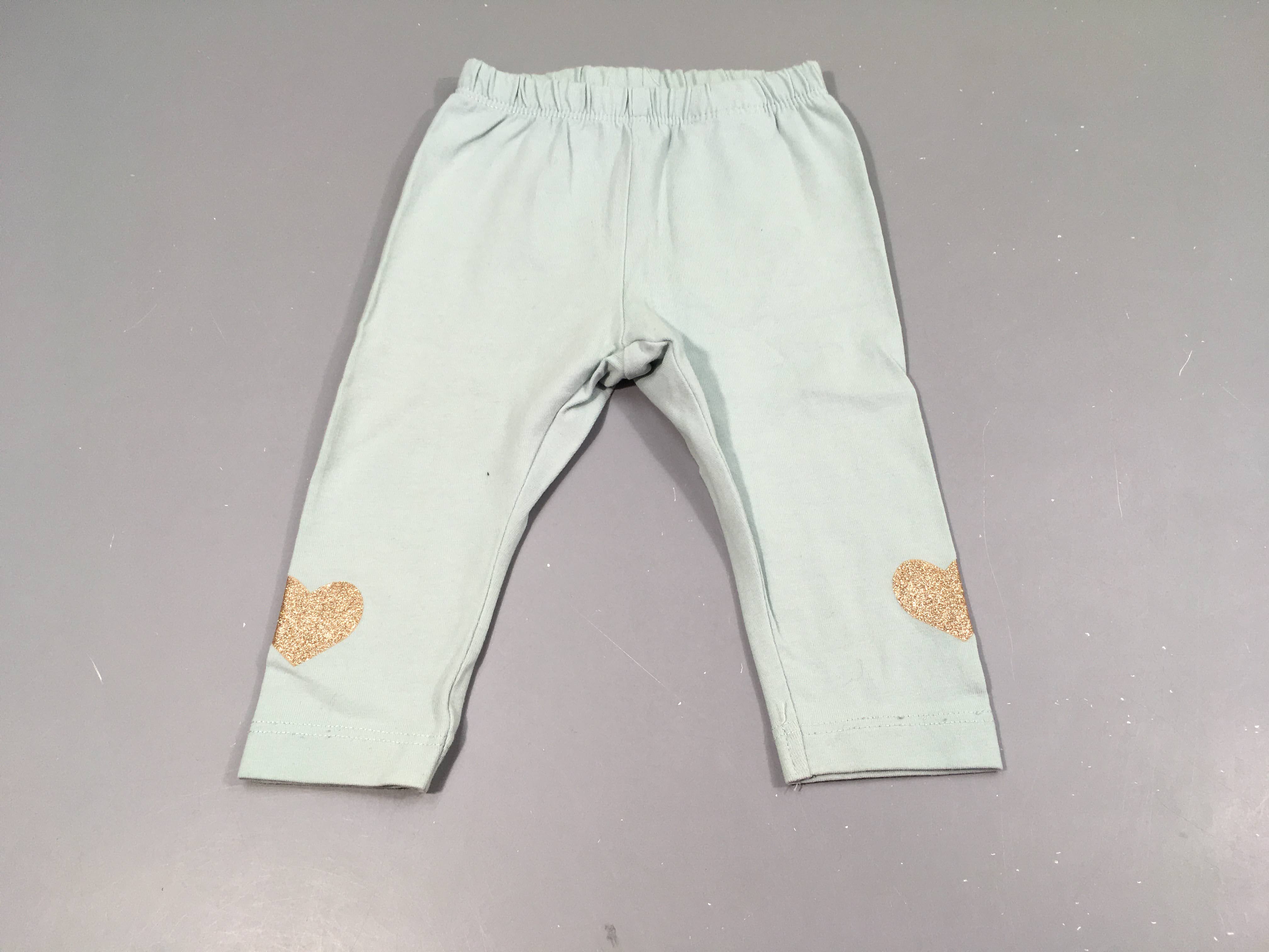 Legging bleu clair, coeurs argenté pailleté