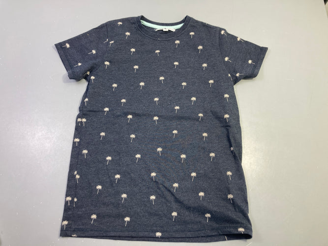 T-shirt m.c bleu foncé, palmiers blancs, moins cher chez Petit Kiwi