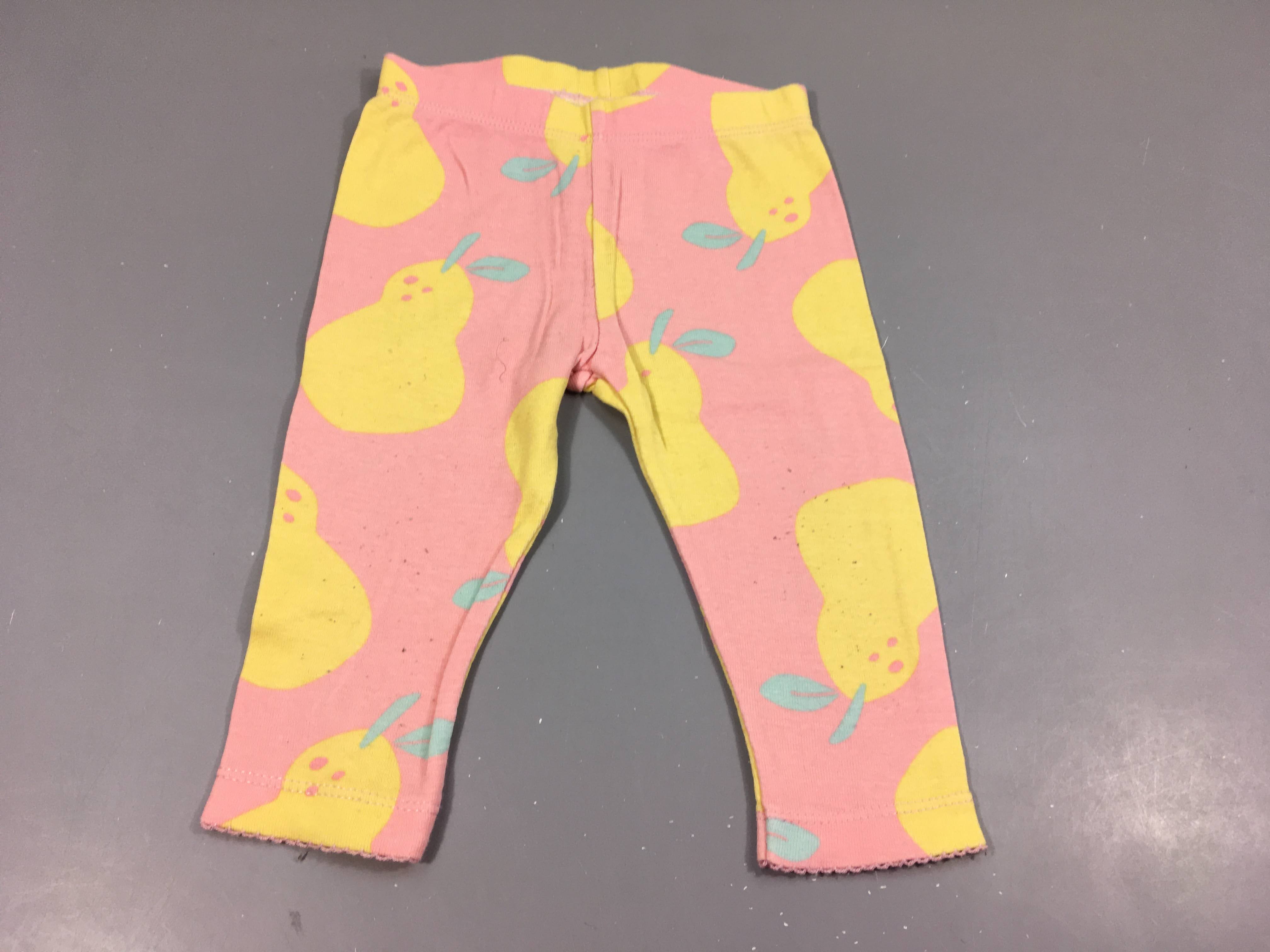 Legging rose clair, poires jaunes, Bouloché