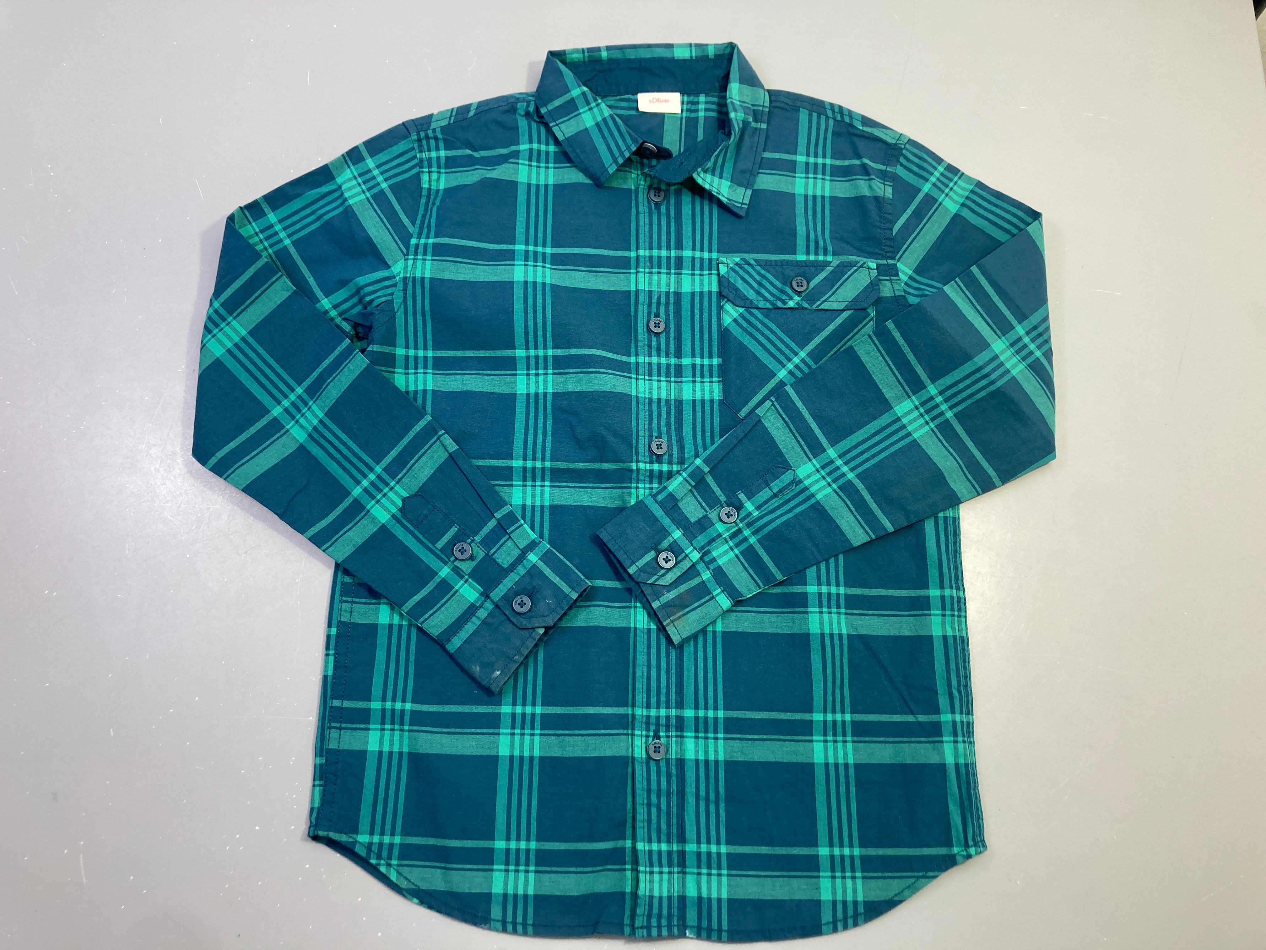 Chemise m.l carreaux verts/bleu