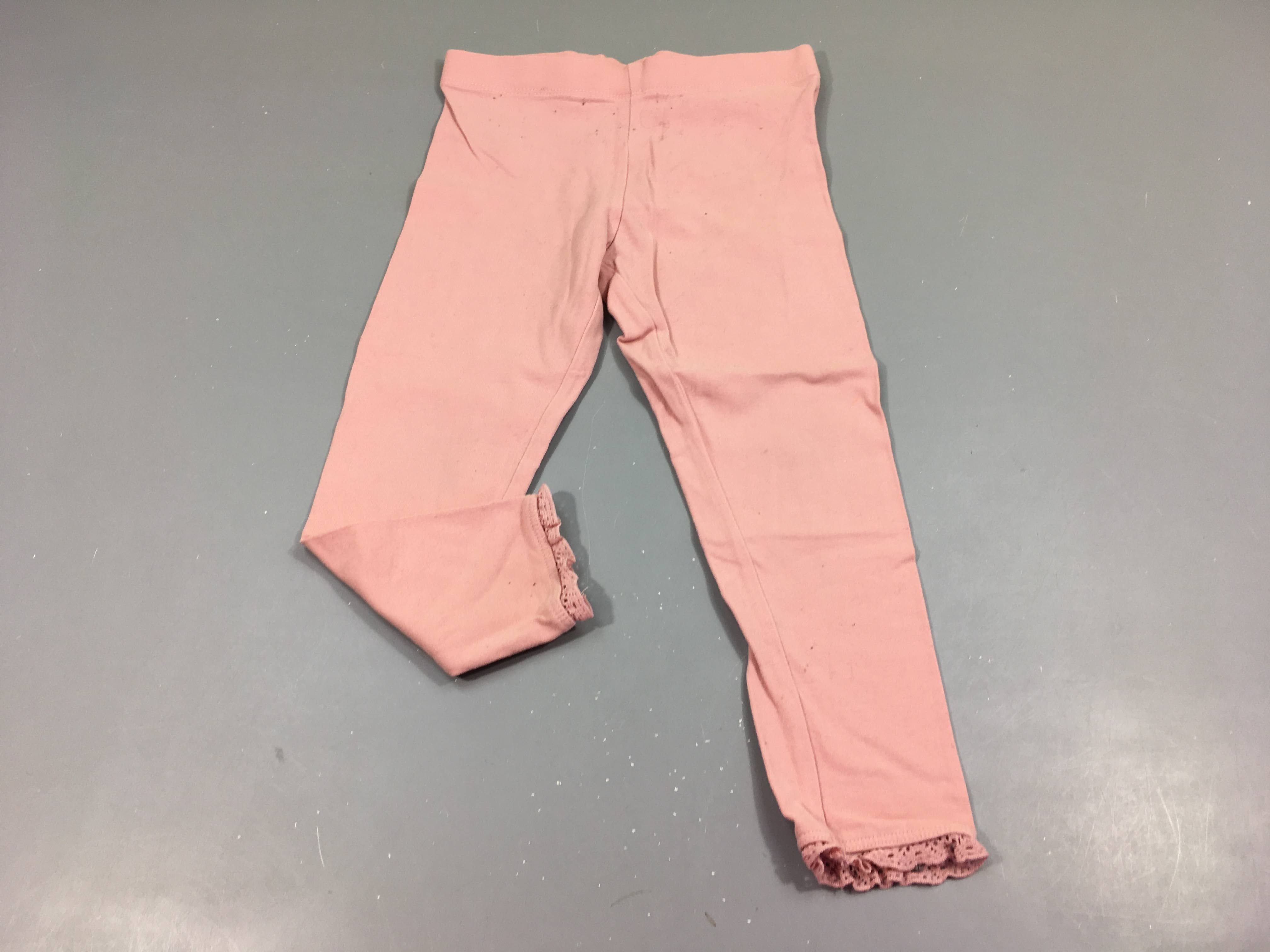 Legging rose clair , dentelles à la cheville