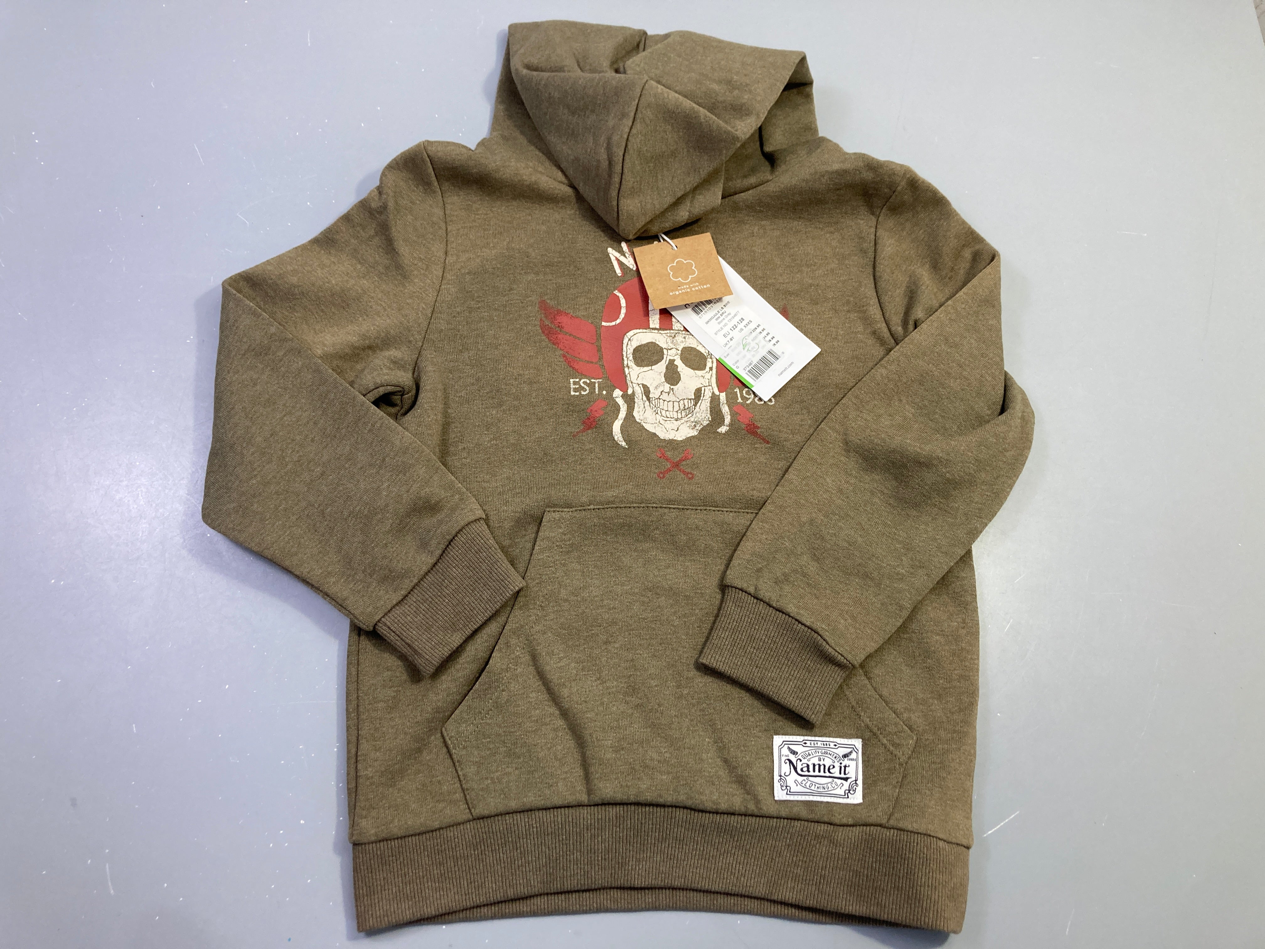 Sweat  à capuche brun clair, tête de mort, NEUF