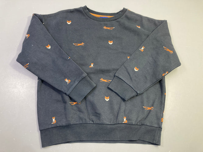 Sweat bleu foncé avec petits renards, moins cher chez Petit Kiwi
