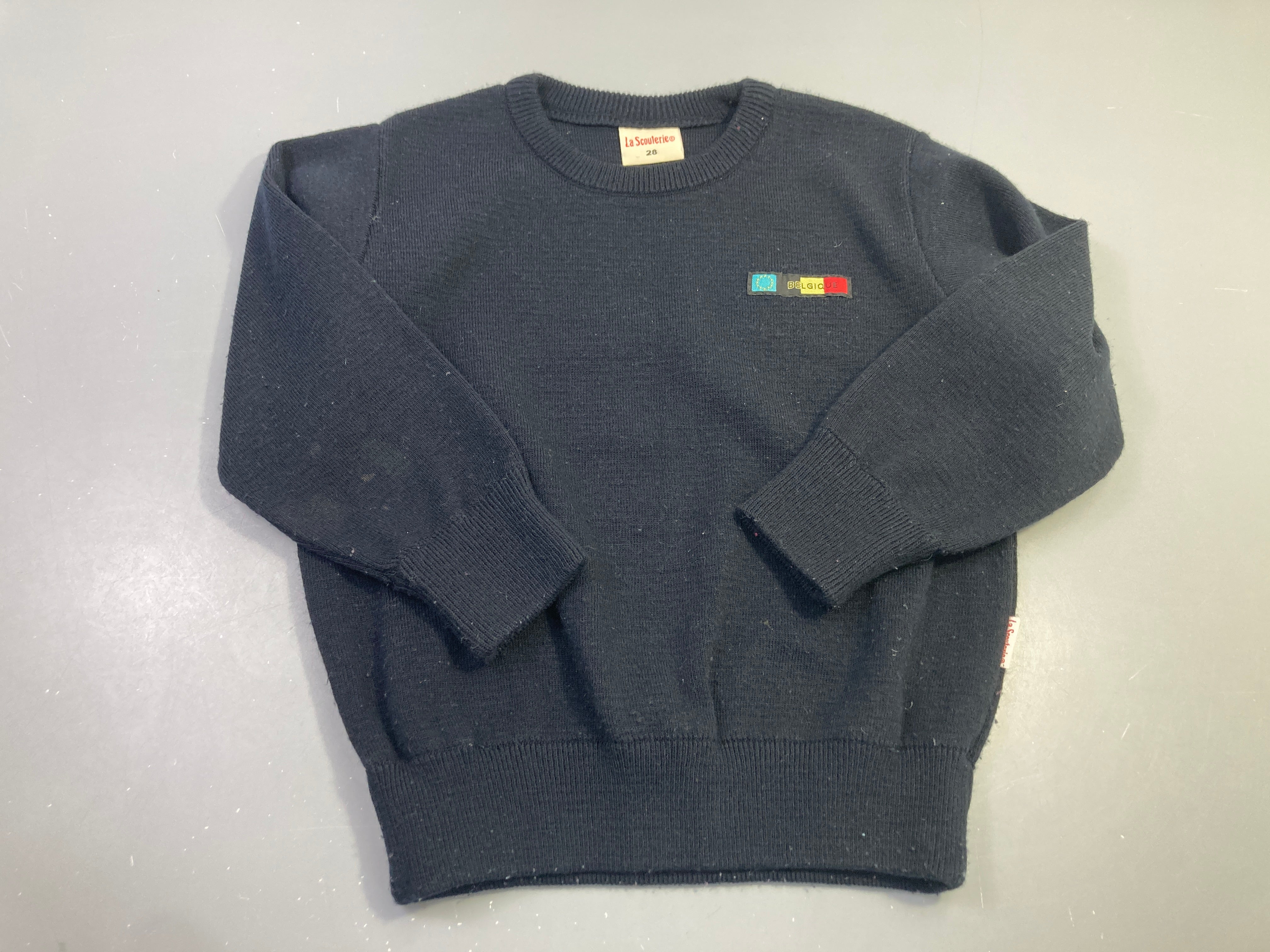 Pull bleu marine Baladins, bouloché (taille 28)