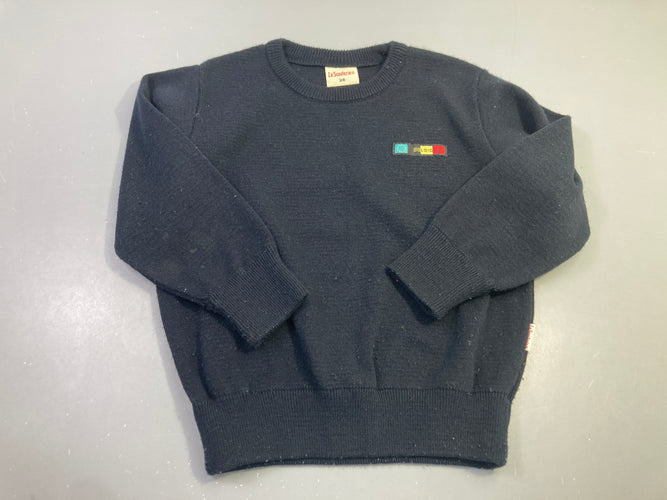 Pull bleu marine Baladins, bouloché (taille 28), moins cher chez Petit Kiwi