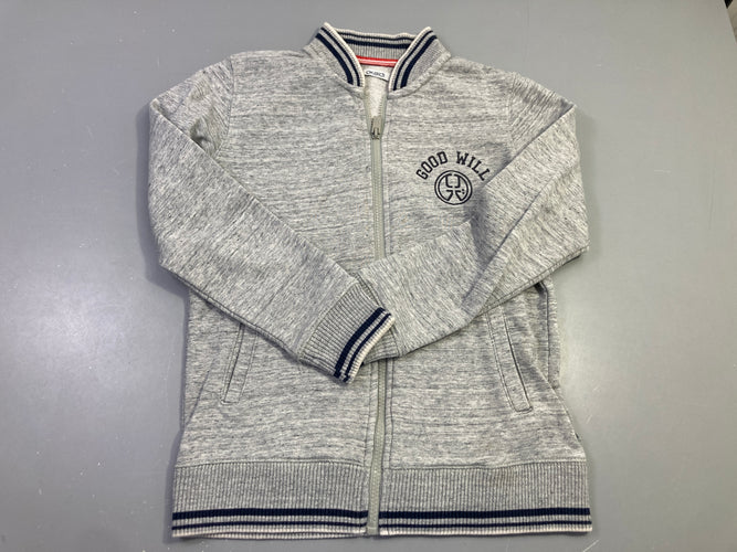 Sweat zippé gris clair, good will, moins cher chez Petit Kiwi