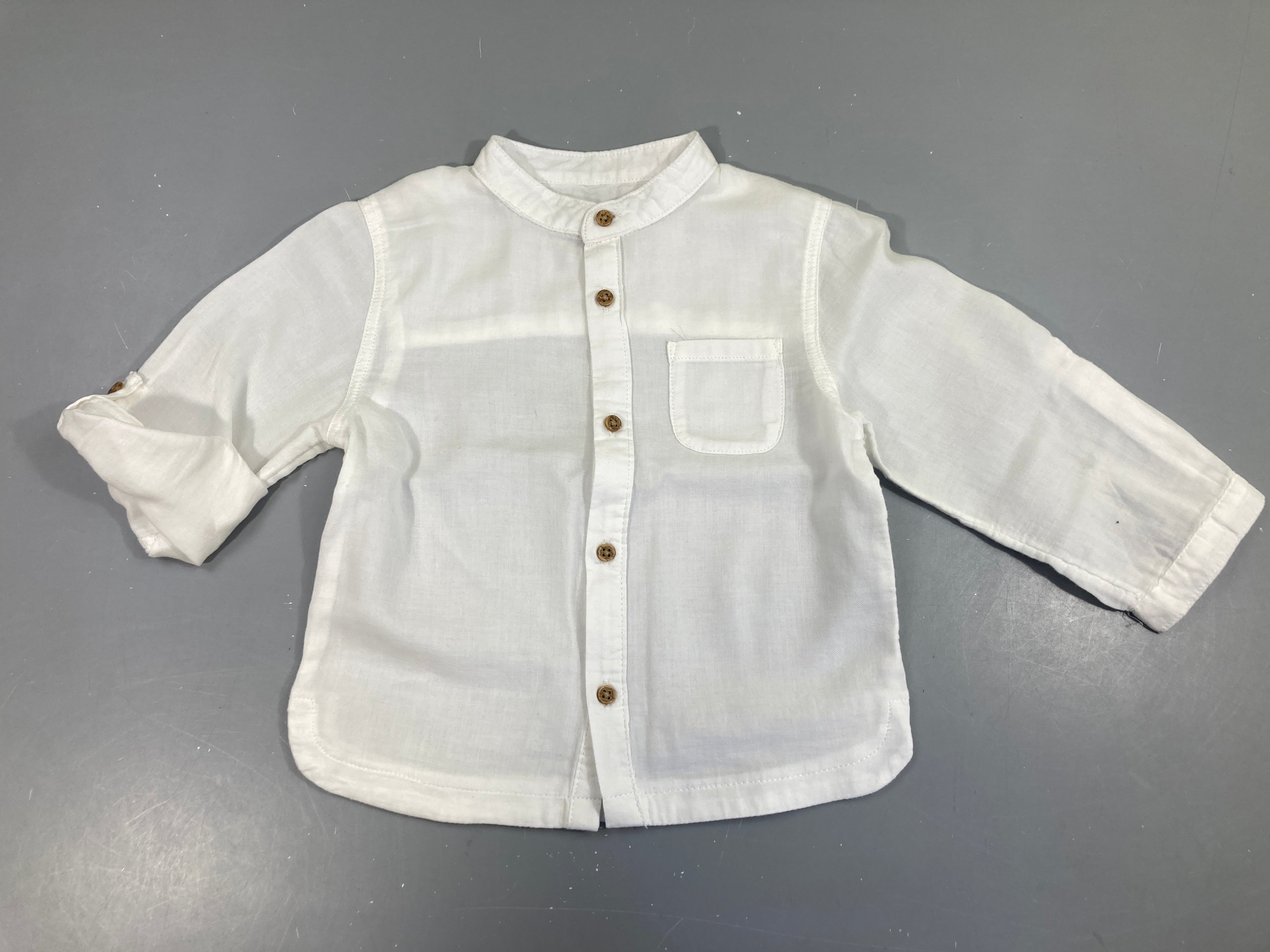 Chemise m.l blanche col mao