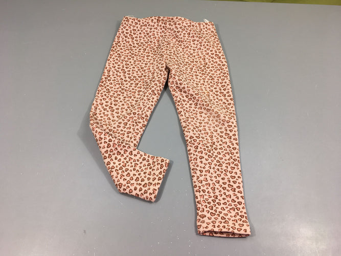 Pantalon molleton  vieux rose clair motifs coeurs, moins cher chez Petit Kiwi