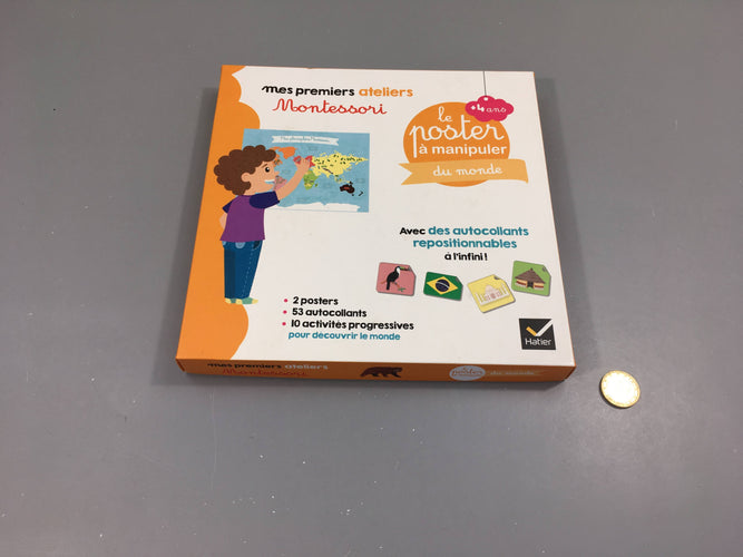 Me premiers ateliers Montessori, le poster à manipuler du monde 4+, moins cher chez Petit Kiwi
