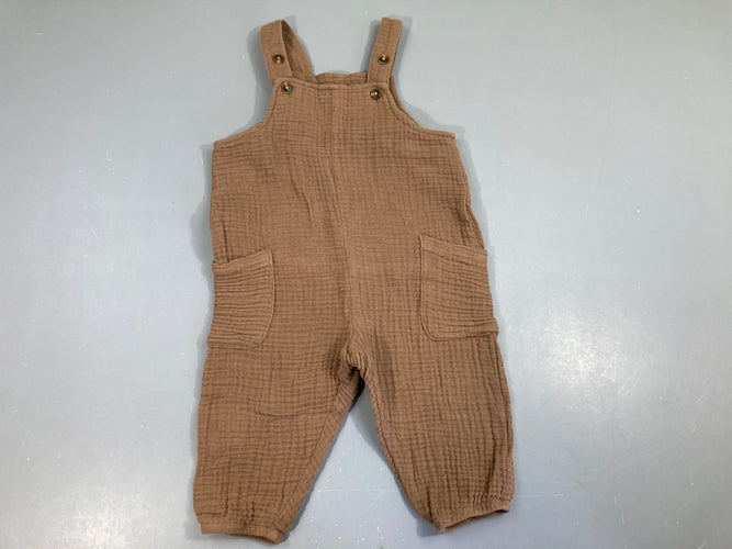 Salopette gaze de coton brune, moins cher chez Petit Kiwi