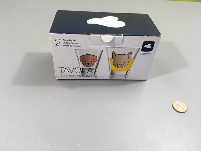 Lot de 2 verres pour enfant chat/chien, moins cher chez Petit Kiwi