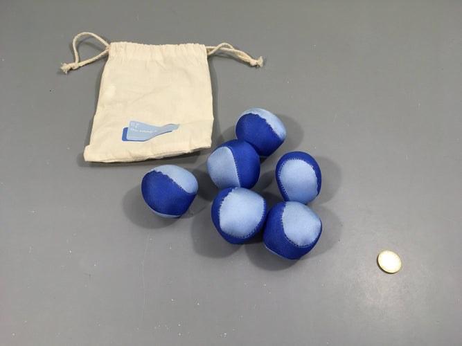 6 balles textile bleues, moins cher chez Petit Kiwi