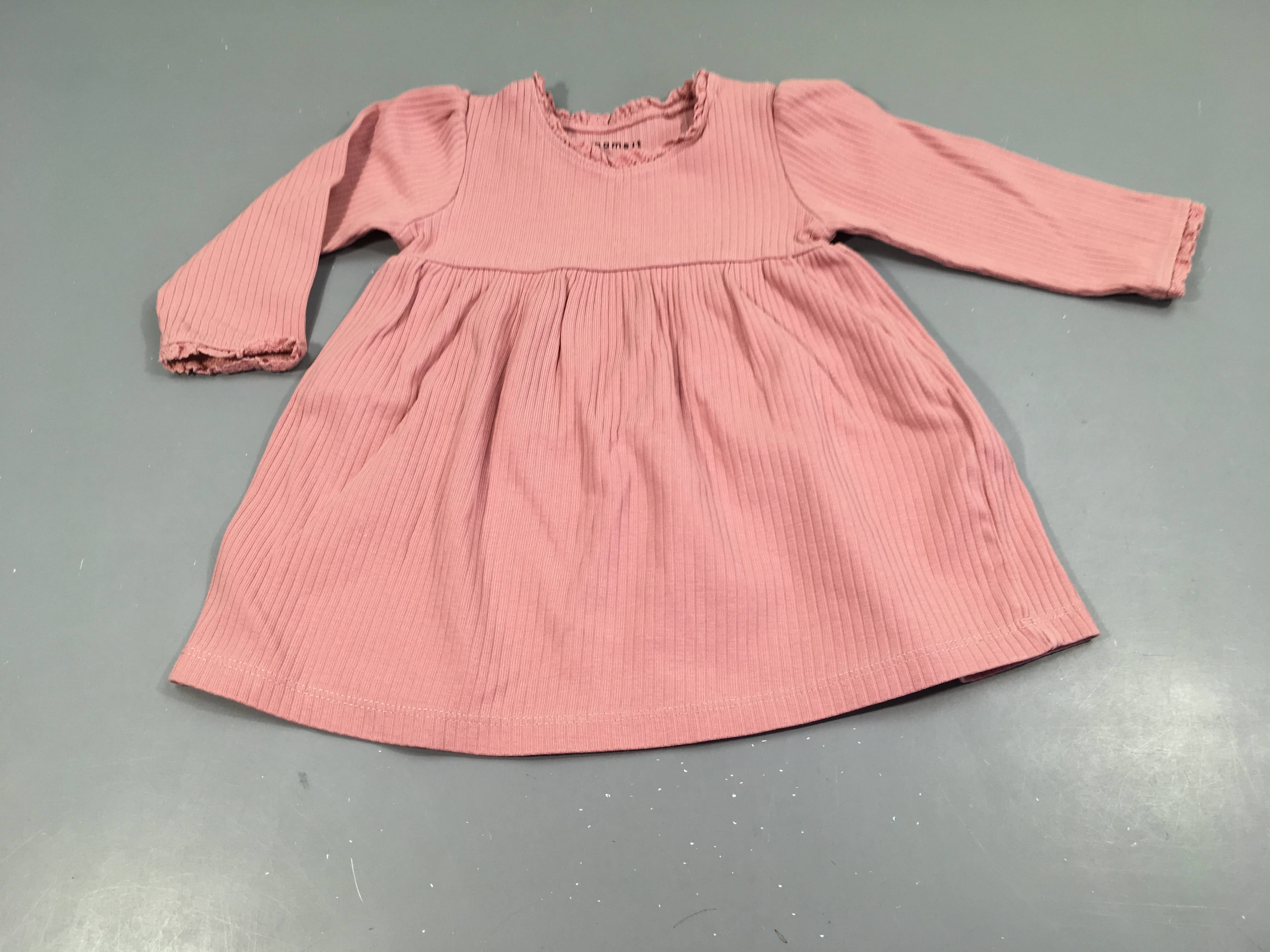 Robe m.l rose côtelé