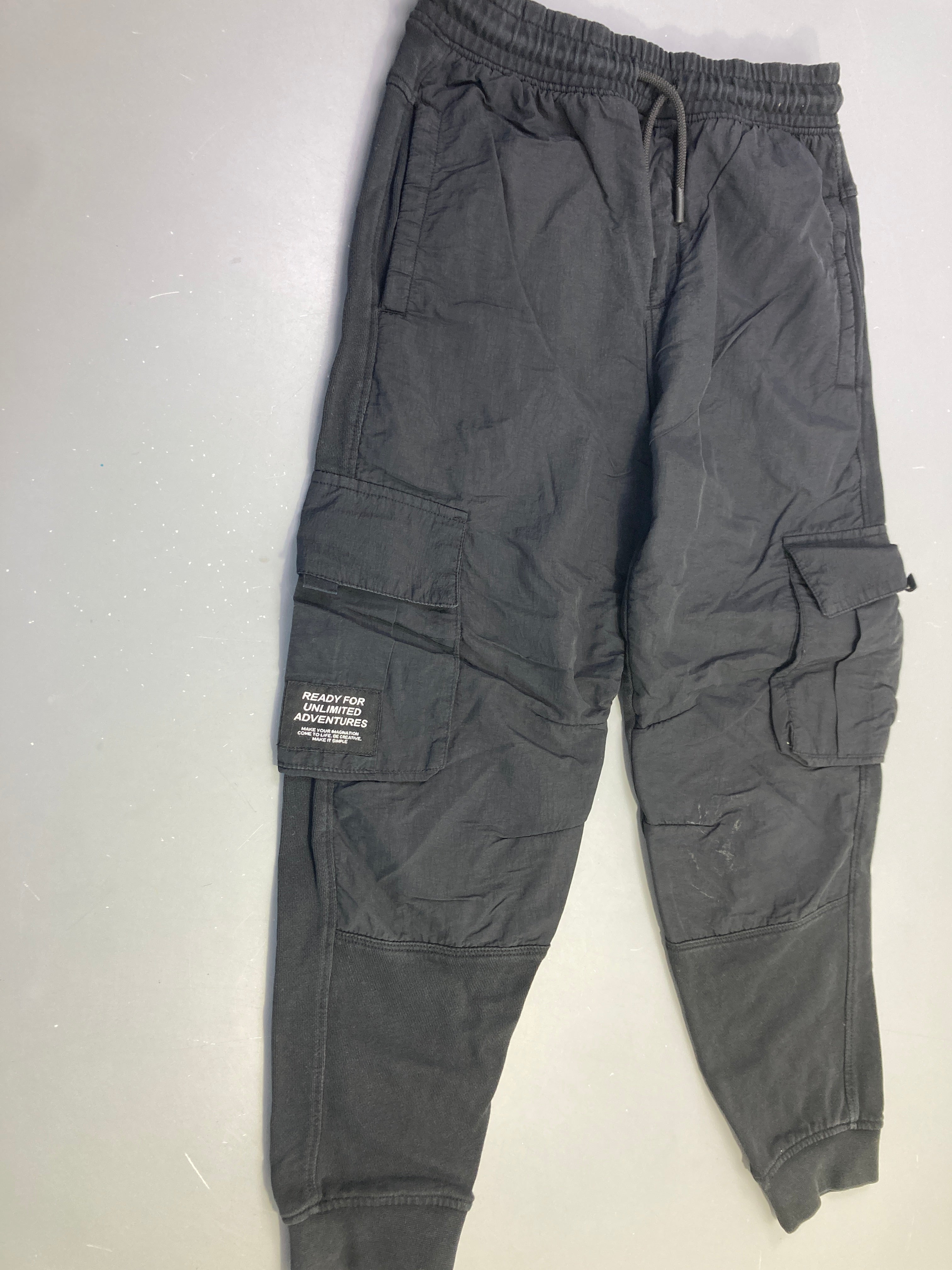 Pantalon jogging molleton et nylon noir