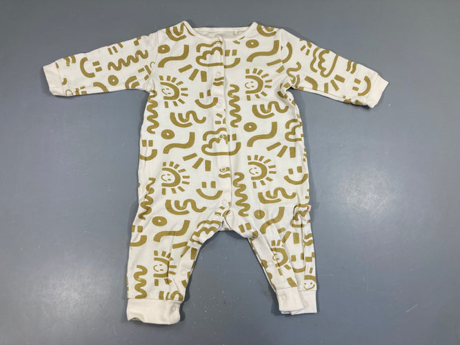 Combinaison m.l jersey blanc motifs soleil/nuages, moins cher chez Petit Kiwi