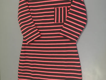 Robe m.c molleton gris rayé rose vif poche Vero moda