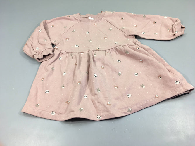 Robe m.l en molleton rose, têtes d'ours , pandas, lapins, moins cher chez Petit Kiwi