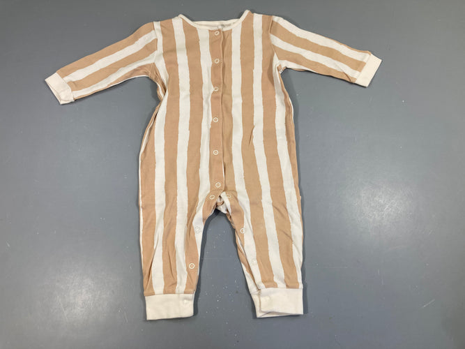 Combinaison m.l jersey blanc ligné beige, moins cher chez Petit Kiwi