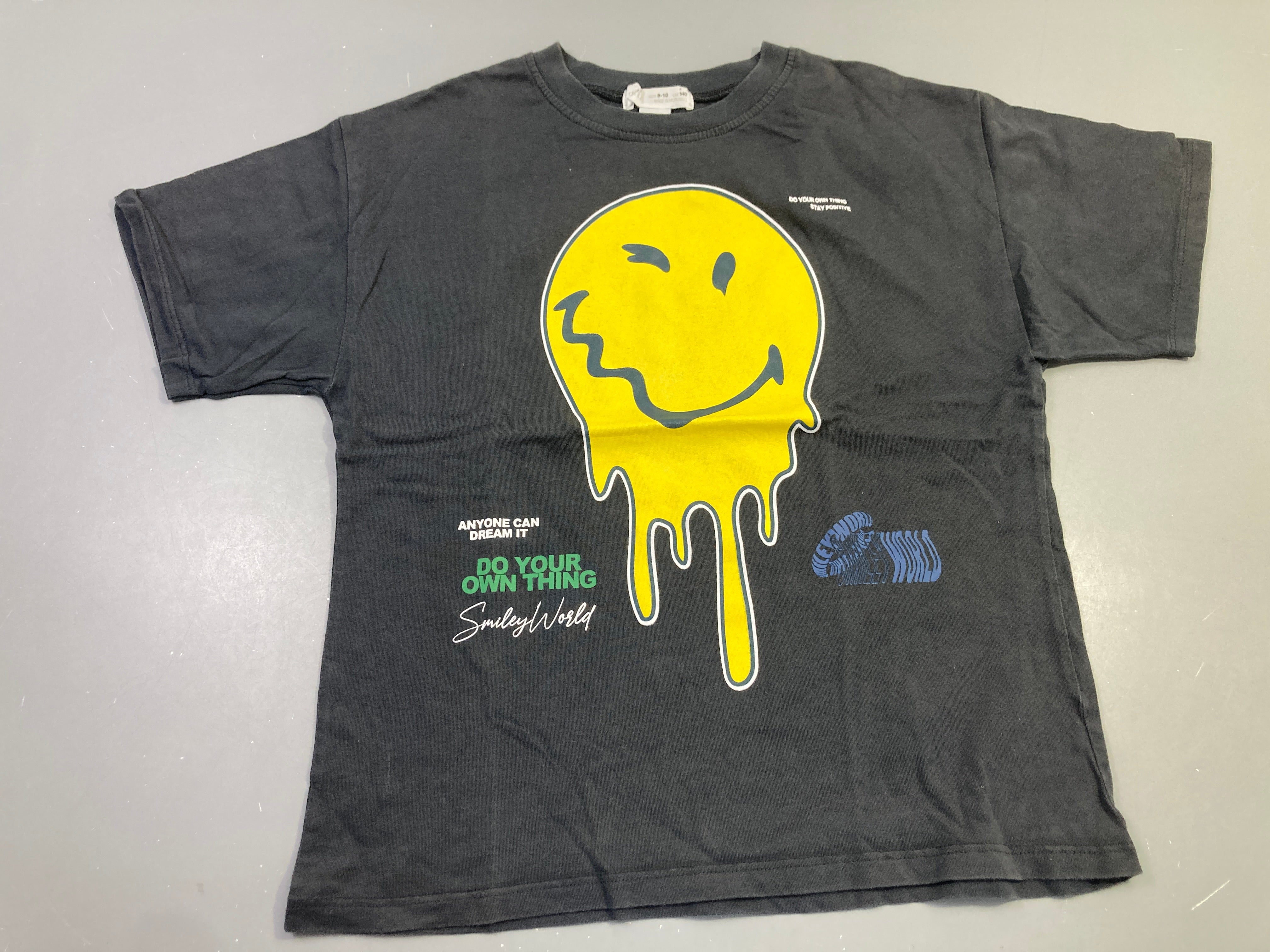 T-shirt m.c gris foncé, s.miley jaune