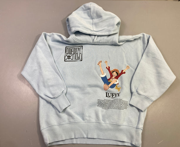 Sweat à capuche blau ciel One piece, moins cher chez Petit Kiwi