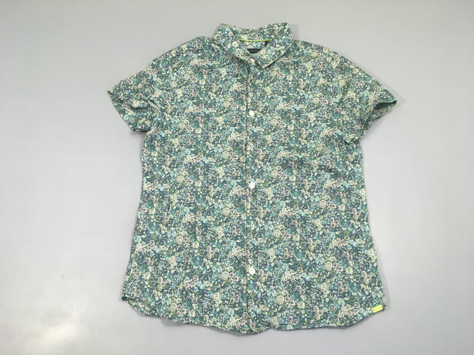 Chemise m.c verte fleurie, moins cher chez Petit Kiwi