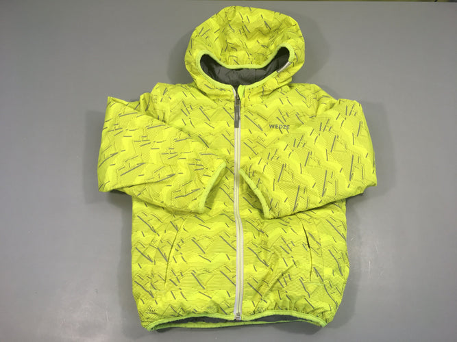 Veste de ski zippée jaune néon réversible gris à capuche, moins cher chez Petit Kiwi