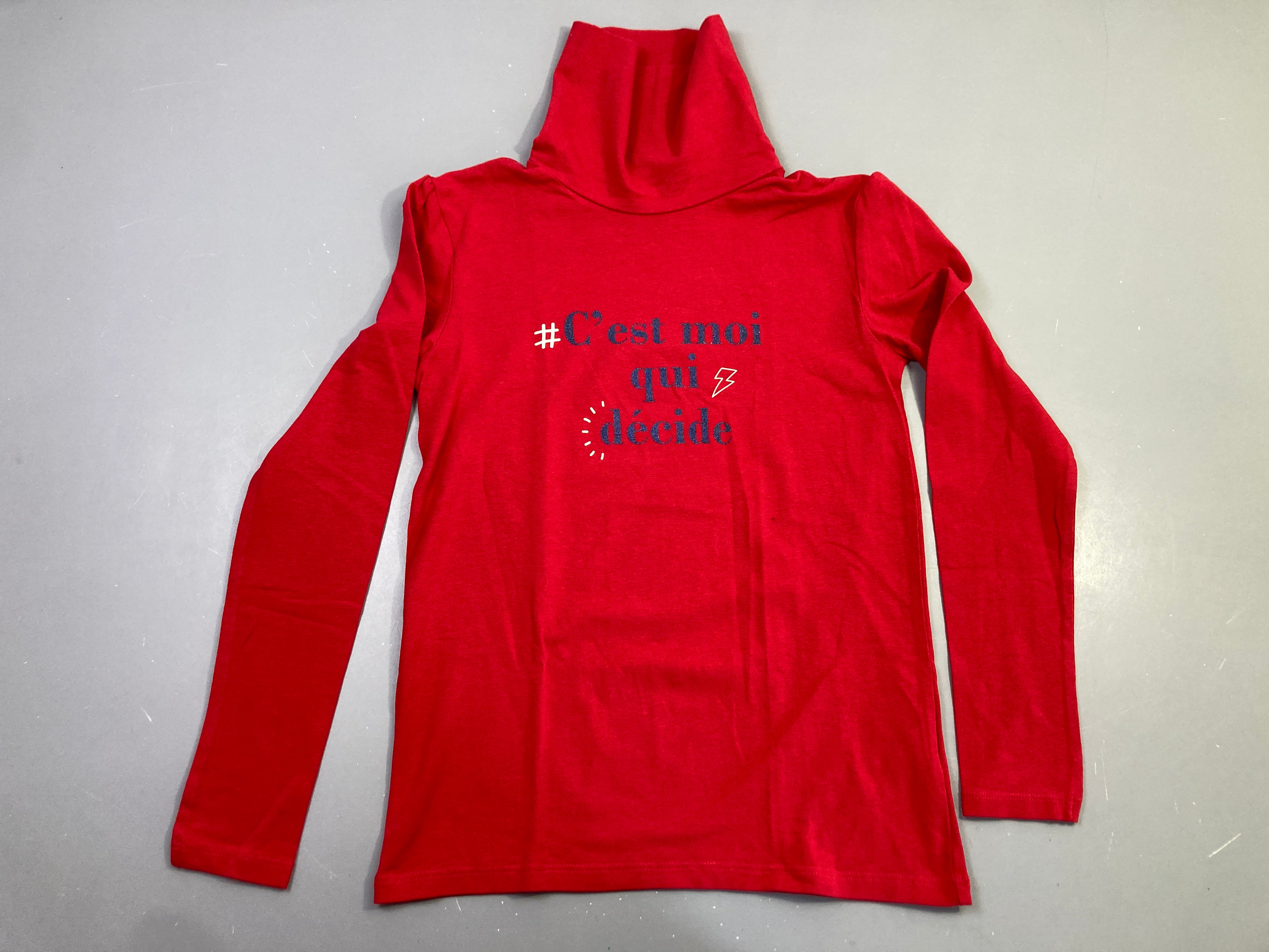 T-shirt m.l rouge col roulé C'est mi qui décide