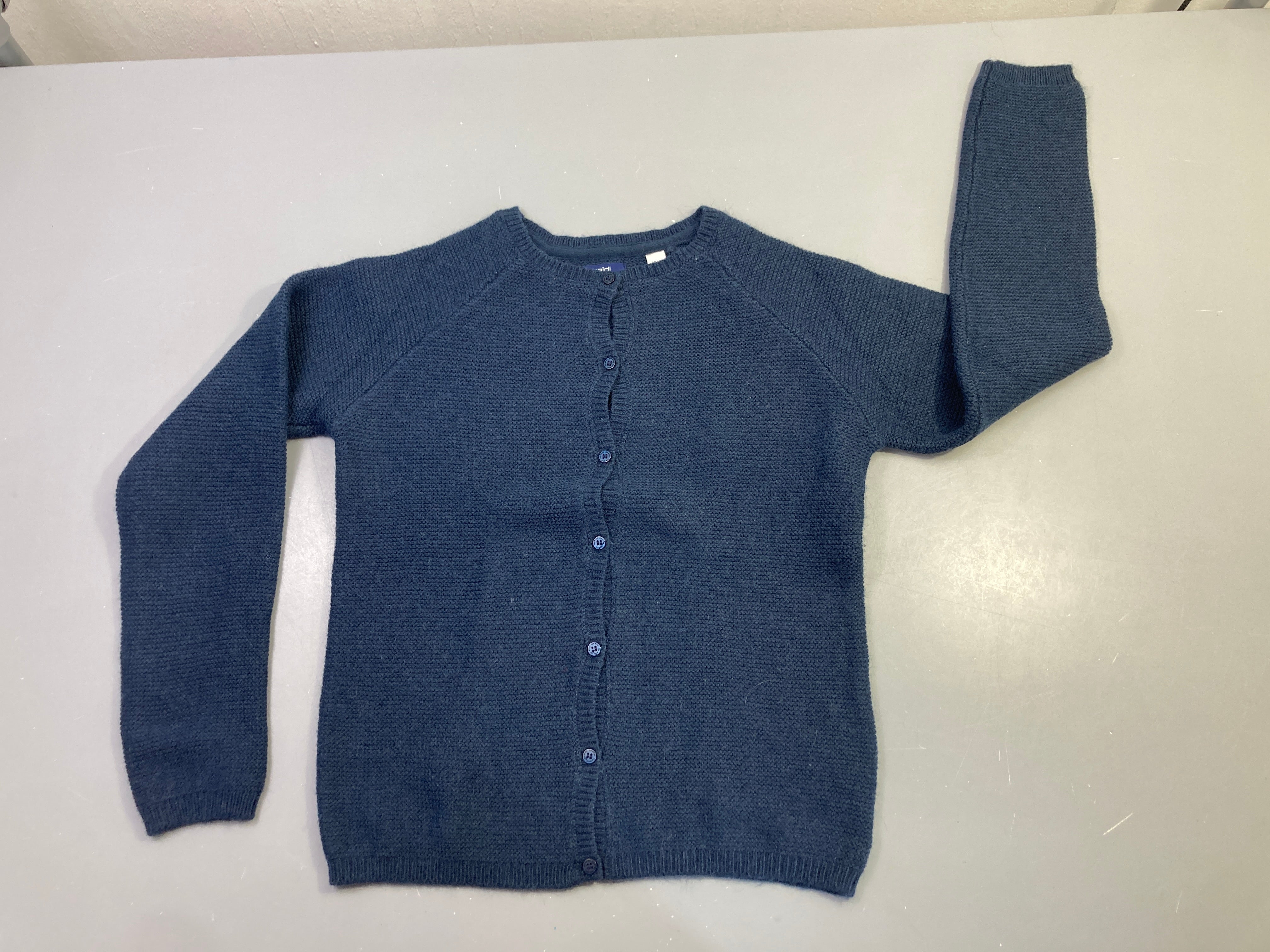 Gilet maille bleu foncé légèrement bouloché 10%Laine