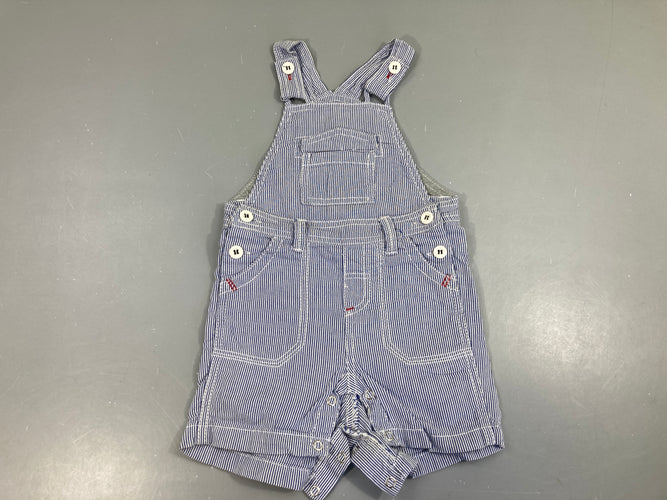 Salopette short blanc lignée bleu 100% Coton, moins cher chez Petit Kiwi