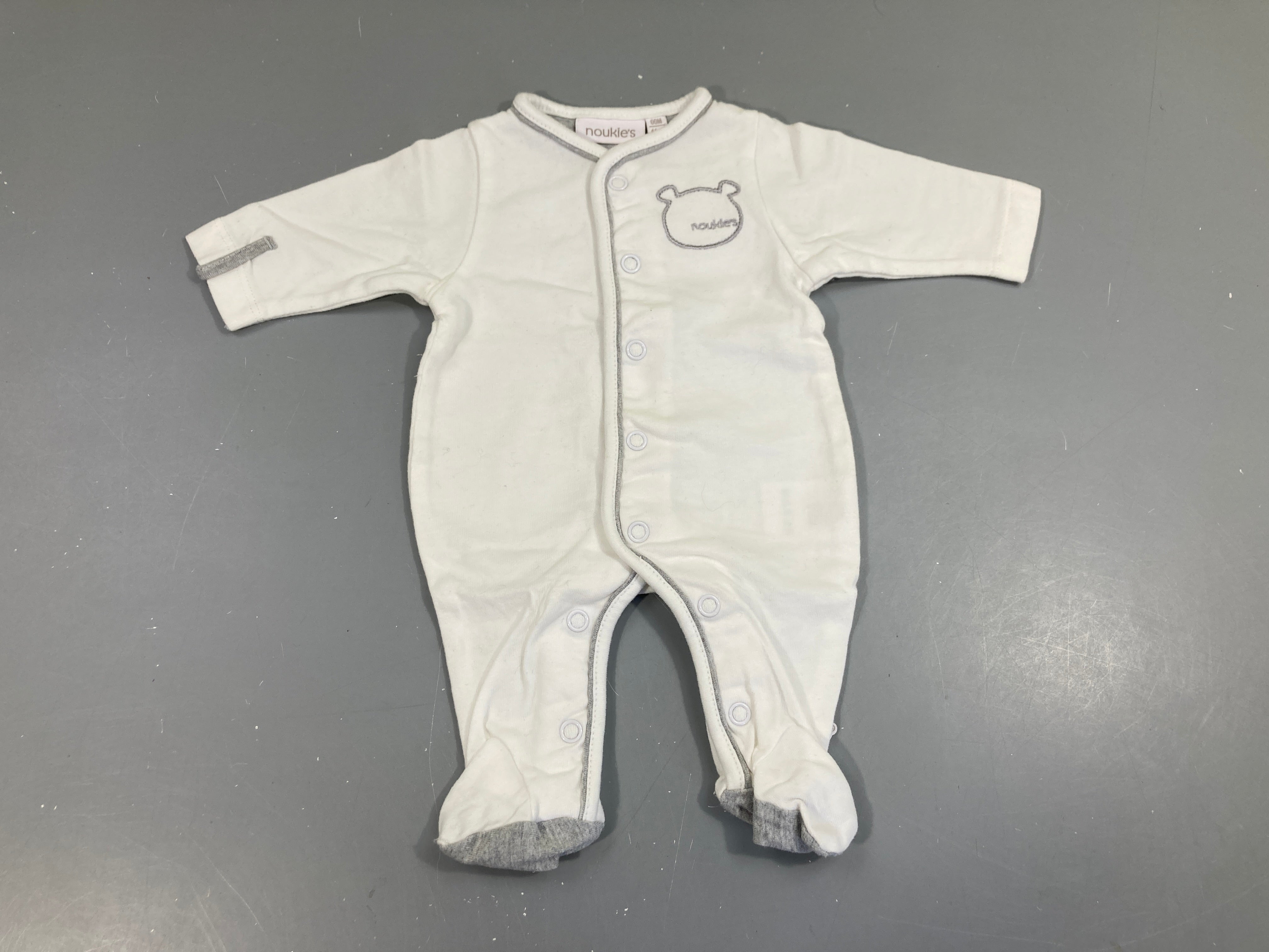 Pyjama jersey blanc-gris ourson Noukie's
