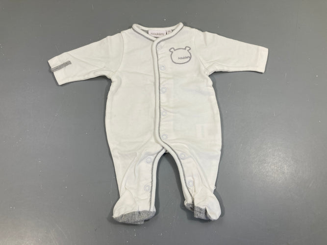 Pyjama jersey blanc-gris ourson Noukie's, moins cher chez Petit Kiwi