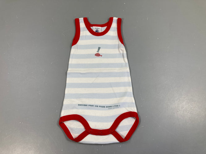 Body s.m blanc rayé bleu bord rouge poisson!, moins cher chez Petit Kiwi