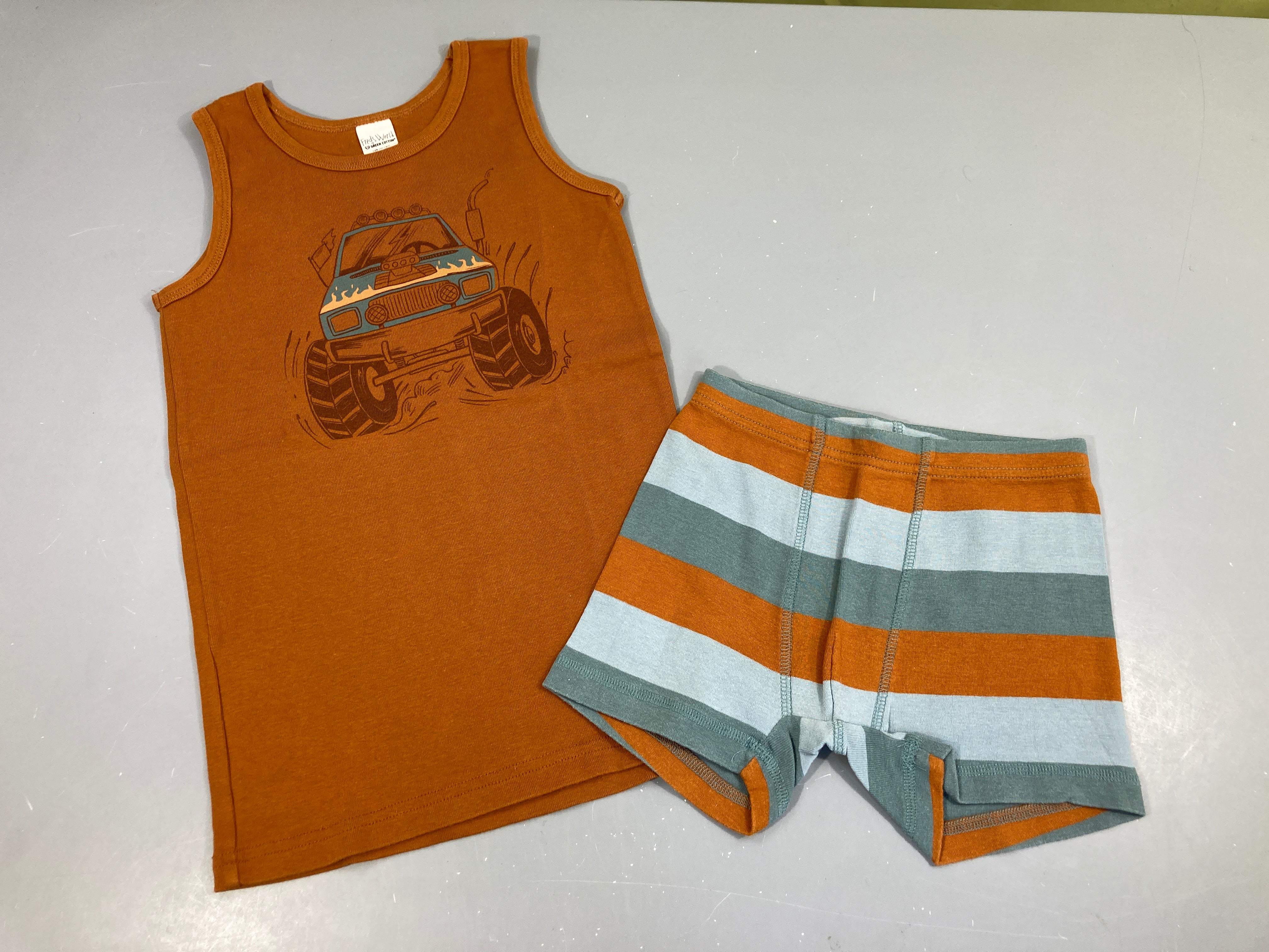 Fred's World Pyjashort 2pcs jersey  brun voiture /bas rayé bleu