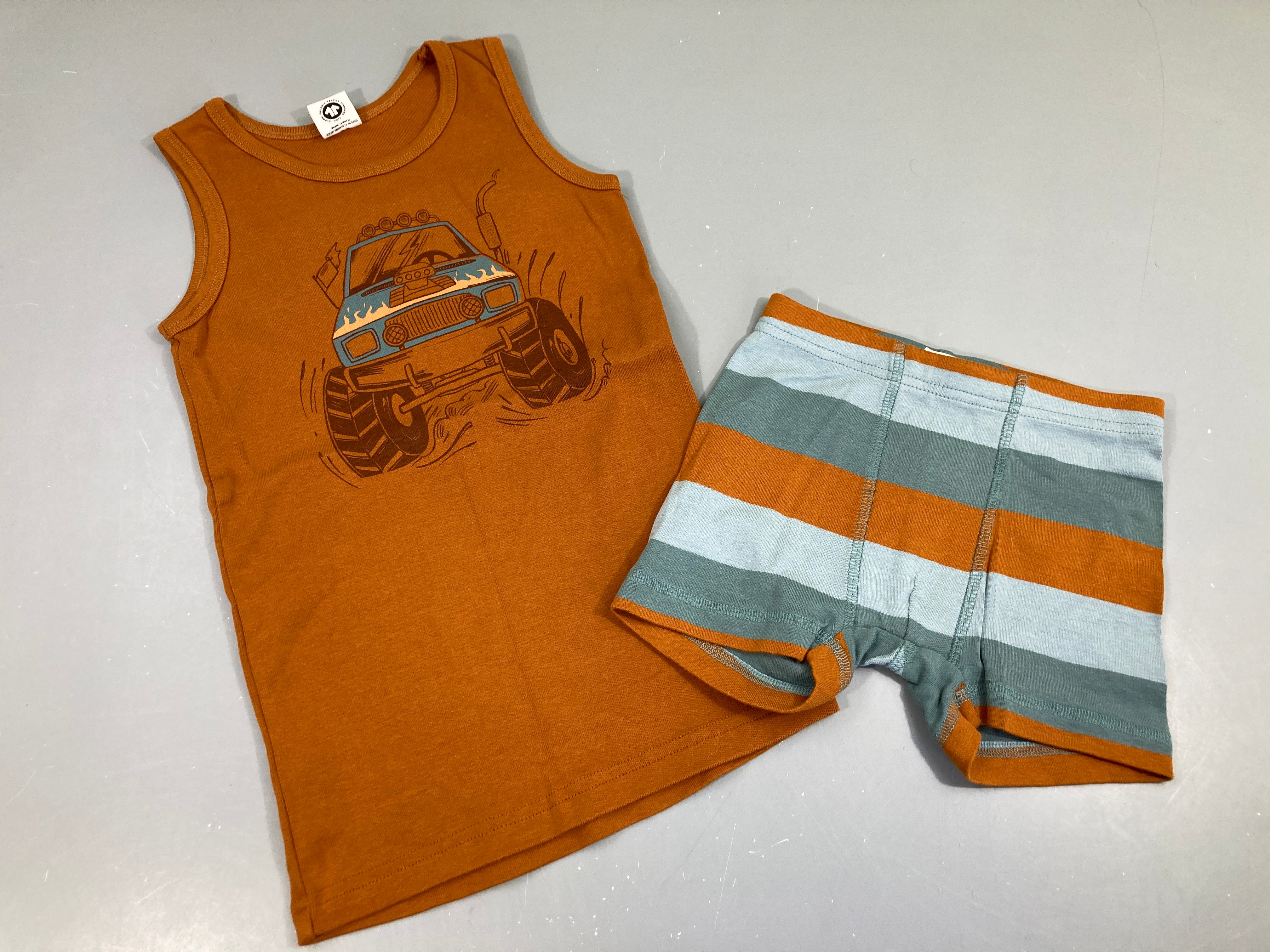 Fred's World Pyjashort 2pcs jersey  brun voiture /bas rayé bleu