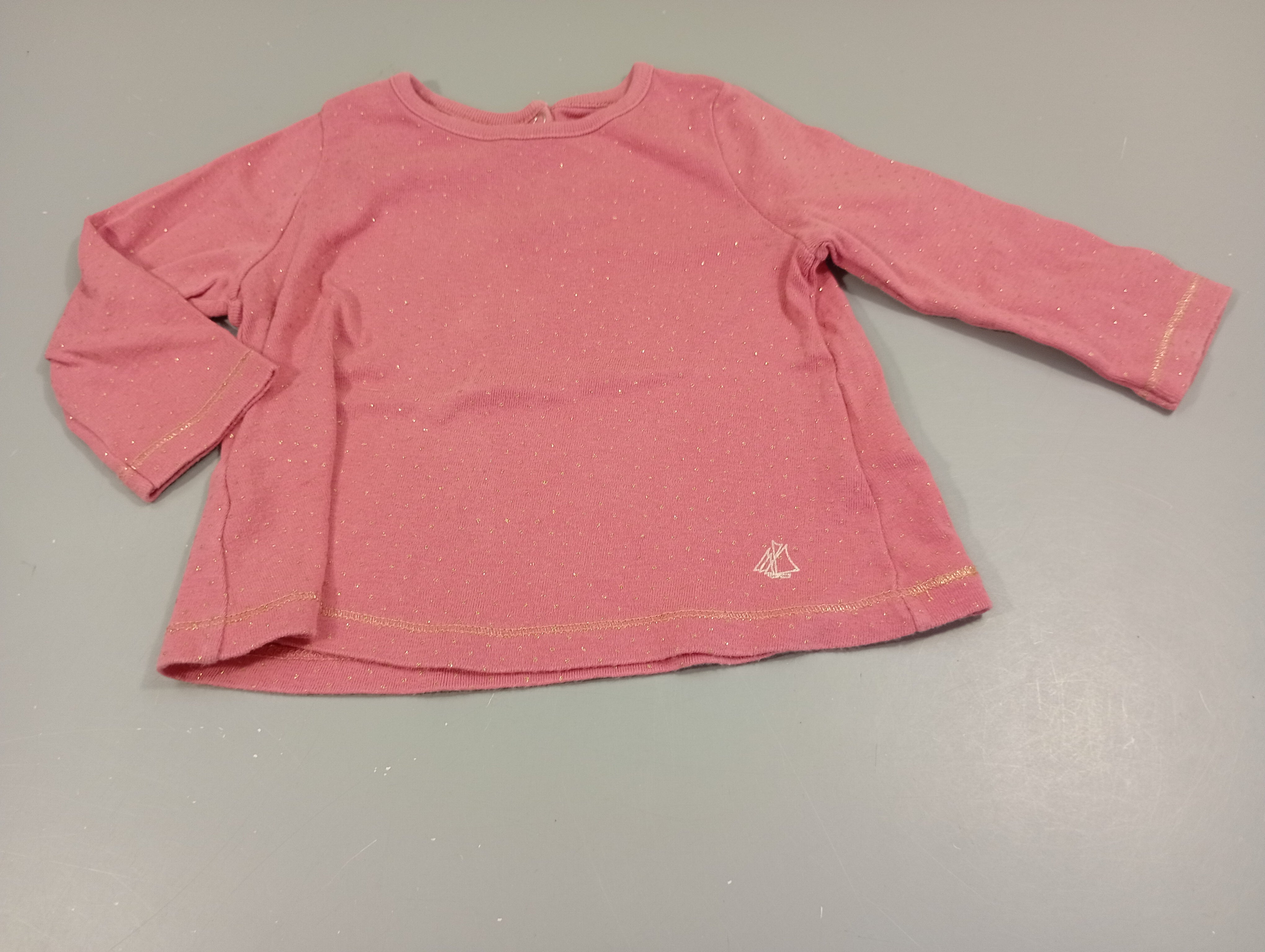 T-shirt m.l rose à pois dorés