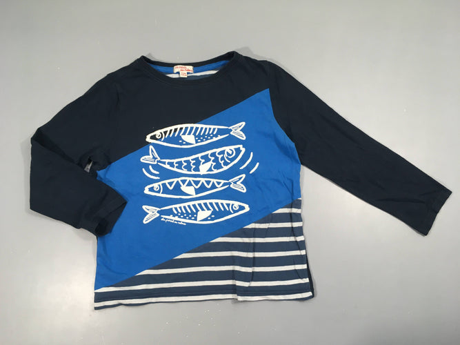 T-shirt m.l bleu/bleu foncé poissons, moins cher chez Petit Kiwi