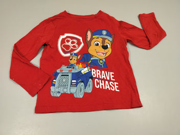 T-shirt m.l rouge Pat Patrouille Chase 100% coton
