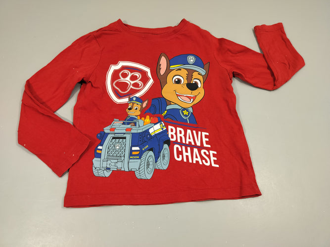 T-shirt m.l rouge Pat Patrouille Chase 100% coton, moins cher chez Petit Kiwi