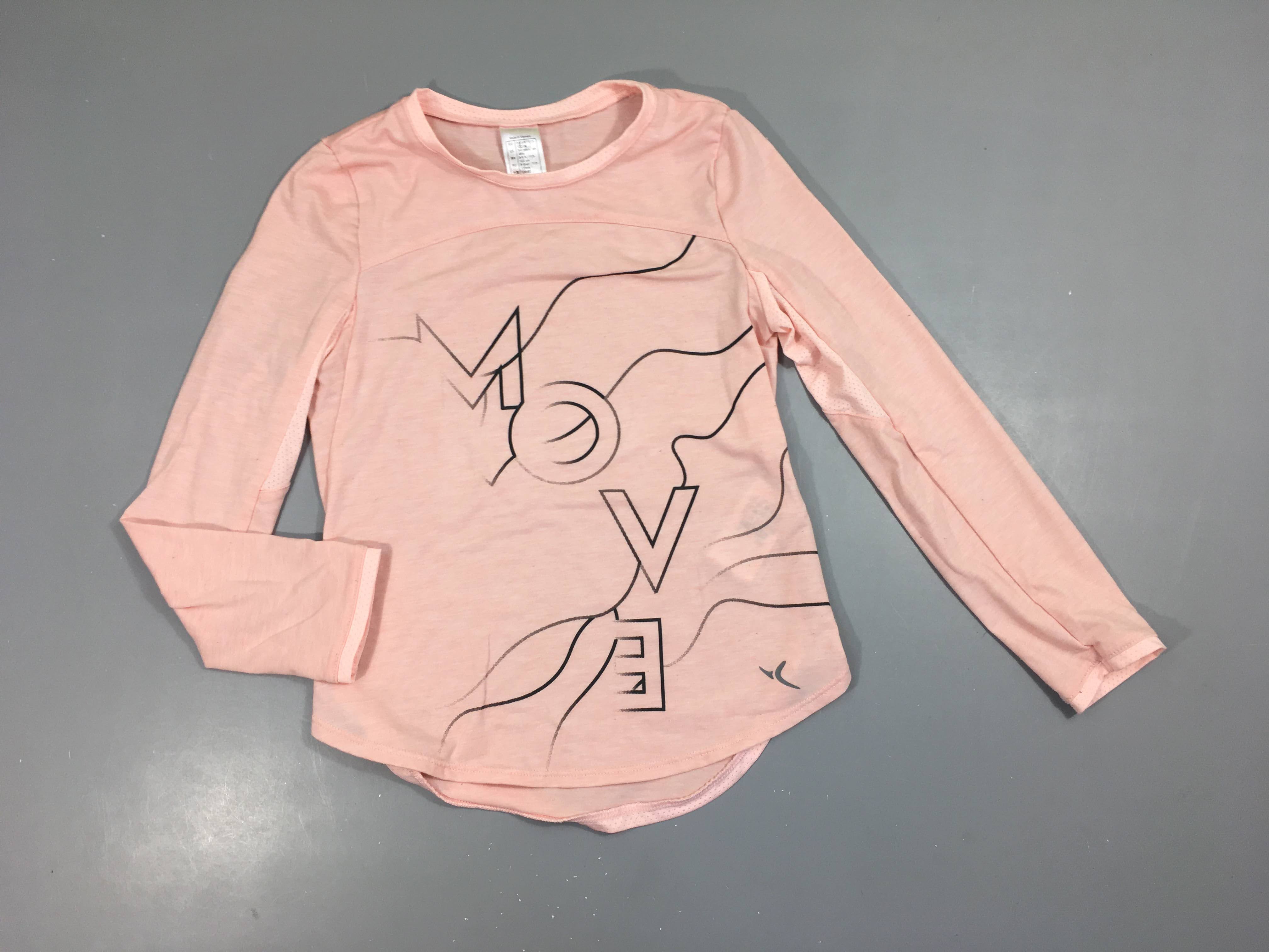 T-shirt m.l de sport rose pâle Move délavé-bouloché