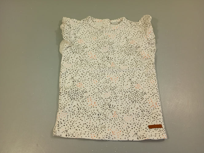 T-shirt m.c volants blanc texturé motifs rouges et bleu marine ,, moins cher chez Petit Kiwi