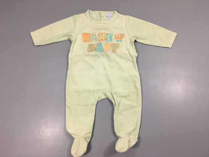Pyjama velours vert Wake up, moins cher chez Petit Kiwi