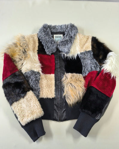 Veste fausse fourrure blanche/grise/rouge/beige dos en simili, Birddog clothing, moins cher chez Petit Kiwi